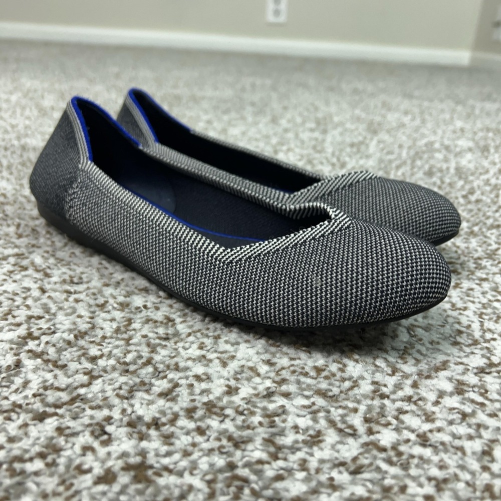 Rothys Shoes Womens Size 8 Gray The Flat Knit Ballet Flats Washable Office Work‎